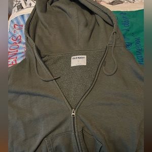 Olive green mens zip up